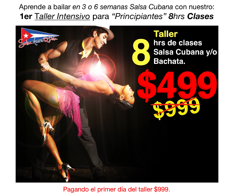 Promoción 50% descuento 8 horas de clases salsa cubana y bachata por $499 Academia de Baile México CDMX